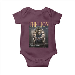 Funny The Lion Doesnt Wipe Baby Onesie Gen Z Joke Brainrot Raunchy Meme TS11 Maroon Print Your Wear
