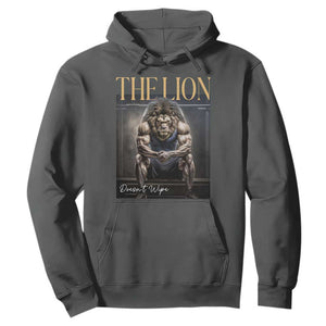 Funny The Lion Doesnt Wipe Hoodie Gen Z Joke Brainrot Raunchy Meme TS11 Dark Heather Print Your Wear