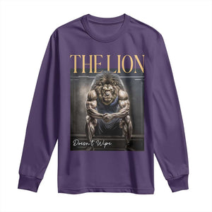 Funny The Lion Doesnt Wipe Long Sleeve Shirt Gen Z Joke Brainrot Raunchy Meme TS11 Purple Print Your Wear