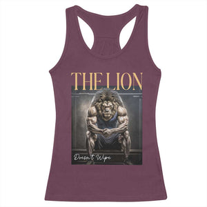 Funny The Lion Doesnt Wipe Racerback Tank Top Gen Z Joke Brainrot Raunchy Meme TS11 Maroon Print Your Wear