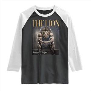 Funny The Lion Doesnt Wipe Raglan Shirt Gen Z Joke Brainrot Raunchy Meme TS11 Black White Print Your Wear