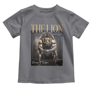 Funny The Lion Doesnt Wipe Toddler T Shirt Gen Z Joke Brainrot Raunchy Meme TS11 Charcoal Print Your Wear