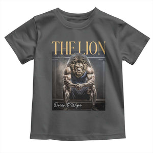 Funny The Lion Doesnt Wipe Toddler T Shirt Gen Z Joke Brainrot Raunchy Meme TS11 Dark Heather Print Your Wear