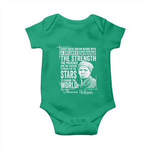 Harriet Tubman Quote Baby Onesie Every Great Dream Begins With A Dreamer Black History TS11 Irish Green Print Your Wear