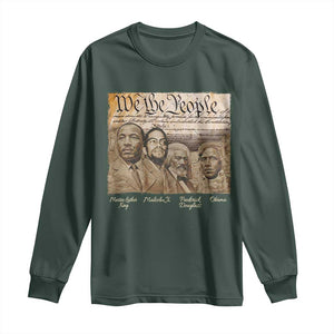 Civil Right Leaders Long Sleeve Shirt Martin Luther King Malcolm X Frederick Douglass Obama Black History Month TS11 Dark Forest Green Print Your Wear