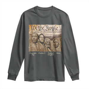 Civil Right Leaders Long Sleeve Shirt Martin Luther King Malcolm X Frederick Douglass Obama Black History Month TS11 Dark Heather Print Your Wear