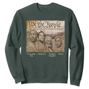 Civil Right Leaders Sweatshirt Martin Luther King Malcolm X Frederick Douglass Obama Black History Month TS11 Dark Forest Green Print Your Wear