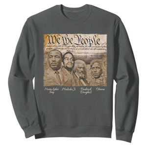 Civil Right Leaders Sweatshirt Martin Luther King Malcolm X Frederick Douglass Obama Black History Month TS11 Dark Heather Print Your Wear