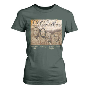 Civil Right Leaders T Shirt For Women Martin Luther King Malcolm X Frederick Douglass Obama Black History Month TS11 Dark Forest Green Print Your Wear