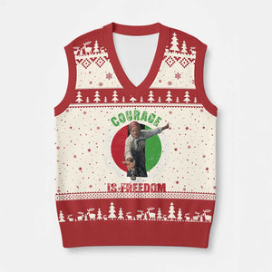 Harriet Tubman V-Neck Knit Sweater Vest Courage Is Freedom Black History Hero TS11 Beige Red Print Your Wear