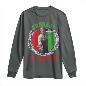 Harriet Tubman Long Sleeve Shirt Courage Is Freedom Black History Hero TS11 Dark Heather Print Your Wear