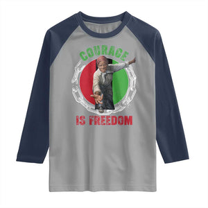 Harriet Tubman Raglan Shirt Courage Is Freedom Black History Hero TS11 Sport Gray Navy Print Your Wear