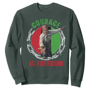 Harriet Tubman Sweatshirt Courage Is Freedom Black History Hero TS11 Dark Forest Green Print Your Wear