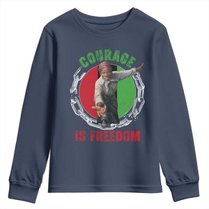 Harriet Tubman Youth Sweatshirt Courage Is Freedom Black History Hero TS11 Navy Print Your Wear