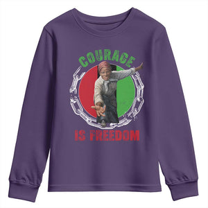 Harriet Tubman Youth Sweatshirt Courage Is Freedom Black History Hero TS11 Purple Print Your Wear