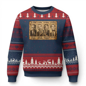 Black Leaders Ugly Christmas Sweater Be Strong Be Brave Be Humble Be Badass African American History Month TS11 Navy Red Print Your Wear