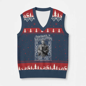 Booker Taliaferro Washington V-Neck Knit Sweater Vest African American Educator Black History TS11 Navy Red Print Your Wear