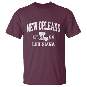New Orleans Louisiana LA Est 1718 T Shirt TS11 Maroon Print Your Wear