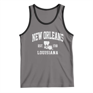 New Orleans Louisiana LA Est 1718 Tank Top TS11 Deep Heather Black Print Your Wear