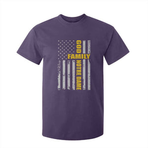 God Family Notre Dame T Shirt For Kid Irish Patriotic American Flag TS11 Purple Print Your Wear