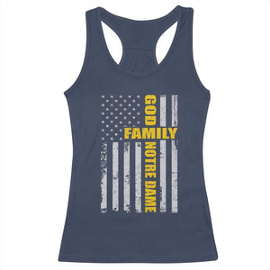 God Family Notre Dame Racerback Tank Top Irish Patriotic American Flag TS11 Navy Print Your Wear