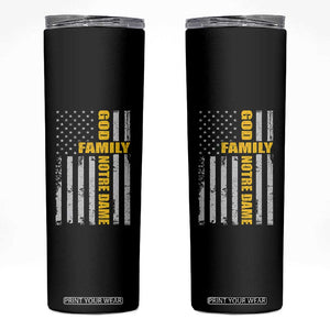 God Family Notre Dame Skinny Tumbler Irish Patriotic American Flag TS11 Black Print Your Wear
