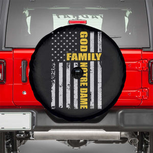 God Family Notre Dame Spare Tire Cover - Irish Patriotic American Flag TS11 Black Print Your Wear