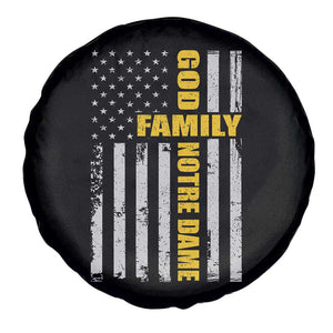 God Family Notre Dame Spare Tire Cover - Irish Patriotic American Flag TS11 Print Your Wear