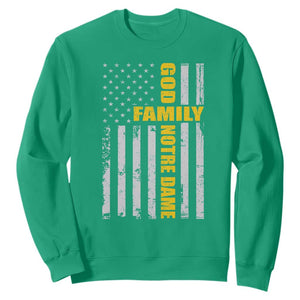 God Family Notre Dame Sweatshirt Irish Patriotic American Flag TS11 Irish Green Print Your Wear