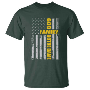 God Family Notre Dame T Shirt Irish Patriotic American Flag TS11 Dark Forest Green Print Your Wear