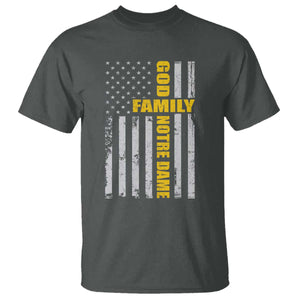 God Family Notre Dame T Shirt Irish Patriotic American Flag TS11 Dark Heather Print Your Wear
