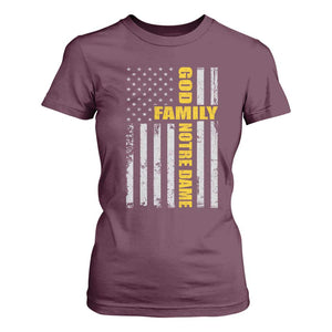 God Family Notre Dame T Shirt For Women Irish Patriotic American Flag TS11 Maroon Print Your Wear