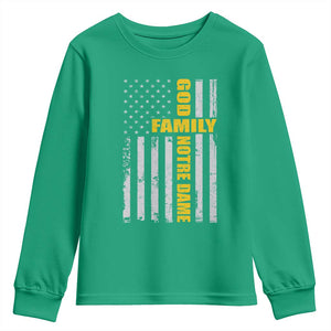 God Family Notre Dame Youth Sweatshirt Irish Patriotic American Flag TS11 Irish Green Print Your Wear
