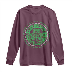 Irish Blessing May The Road Rise To Meet You Long Sleeve Shirt Celtic Knot Shamrock TS11 Maroon Print Your Wear