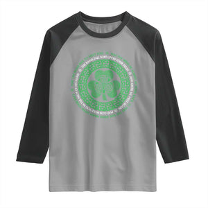 Irish Blessing May The Road Rise To Meet You Raglan Shirt Celtic Knot Shamrock TS11 Sport Gray Black Print Your Wear
