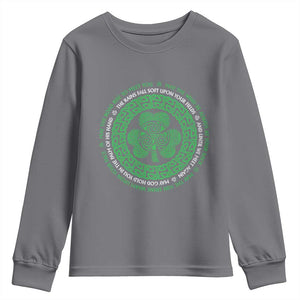 Irish Blessing May The Road Rise To Meet You Youth Sweatshirt Celtic Knot Shamrock TS11 Charcoal Print Your Wear