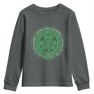 Irish Blessing May The Road Rise To Meet You Youth Sweatshirt Celtic Knot Shamrock TS11 Dark Heather Print Your Wear