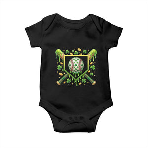 St Patricks Day Baseball Ice Cream Drip Home Plate Baby Onesie TS11 Black Print Your Wear