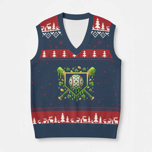 St Patricks Day Baseball Ice Cream Drip Home Plate V-Neck Knit Sweater Vest TS11 Navy Red Print Your Wear