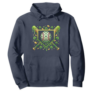 St Patricks Day Baseball Ice Cream Drip Home Plate Hoodie TS11 Navy Print Your Wear