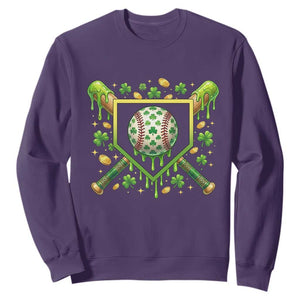 St Patricks Day Baseball Ice Cream Drip Home Plate Sweatshirt TS11 Purple Print Your Wear