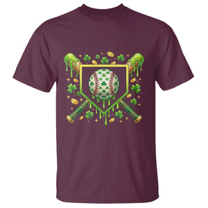 St Patricks Day Baseball Ice Cream Drip Home Plate T Shirt TS11 Maroon Print Your Wear