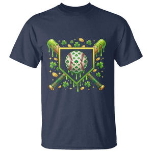 St Patricks Day Baseball Ice Cream Drip Home Plate T Shirt TS11 Navy Print Your Wear