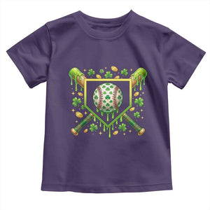 St Patricks Day Baseball Ice Cream Drip Home Plate Toddler T Shirt TS11 Purple Print Your Wear