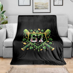Funny St Patricks Day 67 Six Seven Baseball Ice Cream Drip Throw Blanket TS11 Print Your Wear