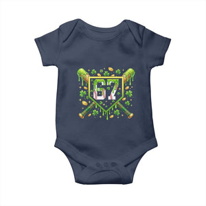 Funny St Patricks Day 67 Six Seven Baseball Ice Cream Drip Baby Onesie TS11 Navy Print Your Wear