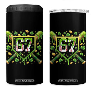 Funny St Patricks Day 67 Six Seven Baseball Ice Cream Drip 4 in 1 Can Cooler Tumbler TS11 One Size: 16 oz Black Print Your Wear