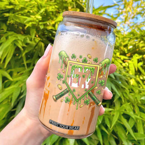 Funny St Patricks Day 67 Six Seven Baseball Ice Cream Drip Glass Can TS11 Black Print Your Wear