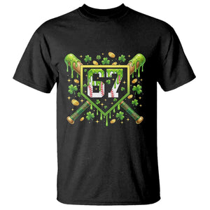 Funny St Patricks Day 67 Six Seven Baseball Ice Cream Drip T Shirt TS11 Black Print Your Wear