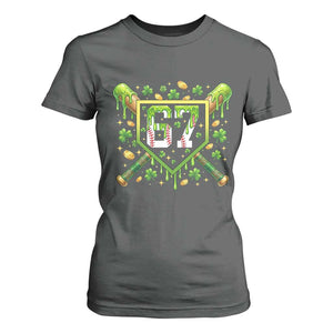 Funny St Patricks Day 67 Six Seven Baseball Ice Cream Drip T Shirt For Women TS11 Dark Heather Print Your Wear